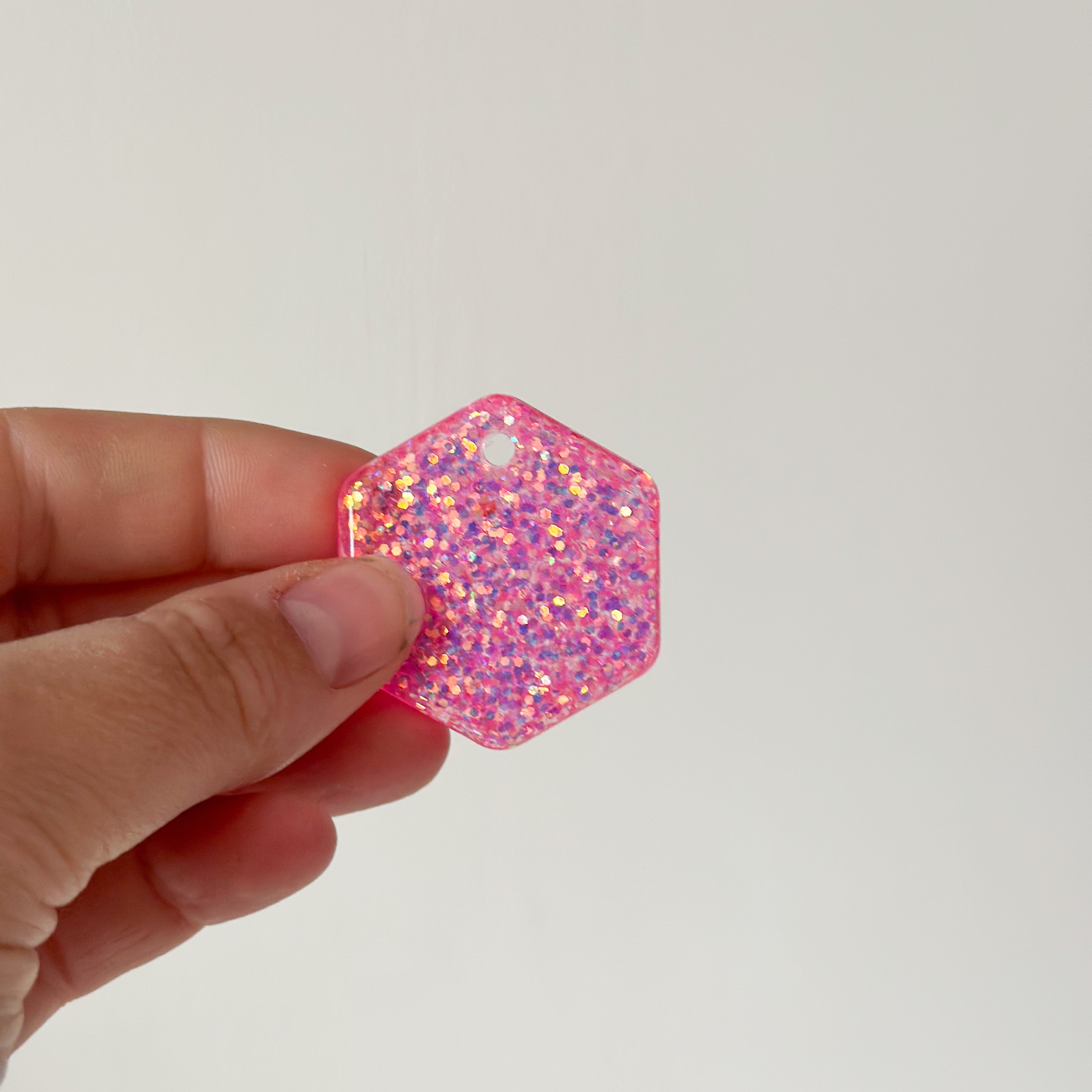 Tag zeshoek roze glitters