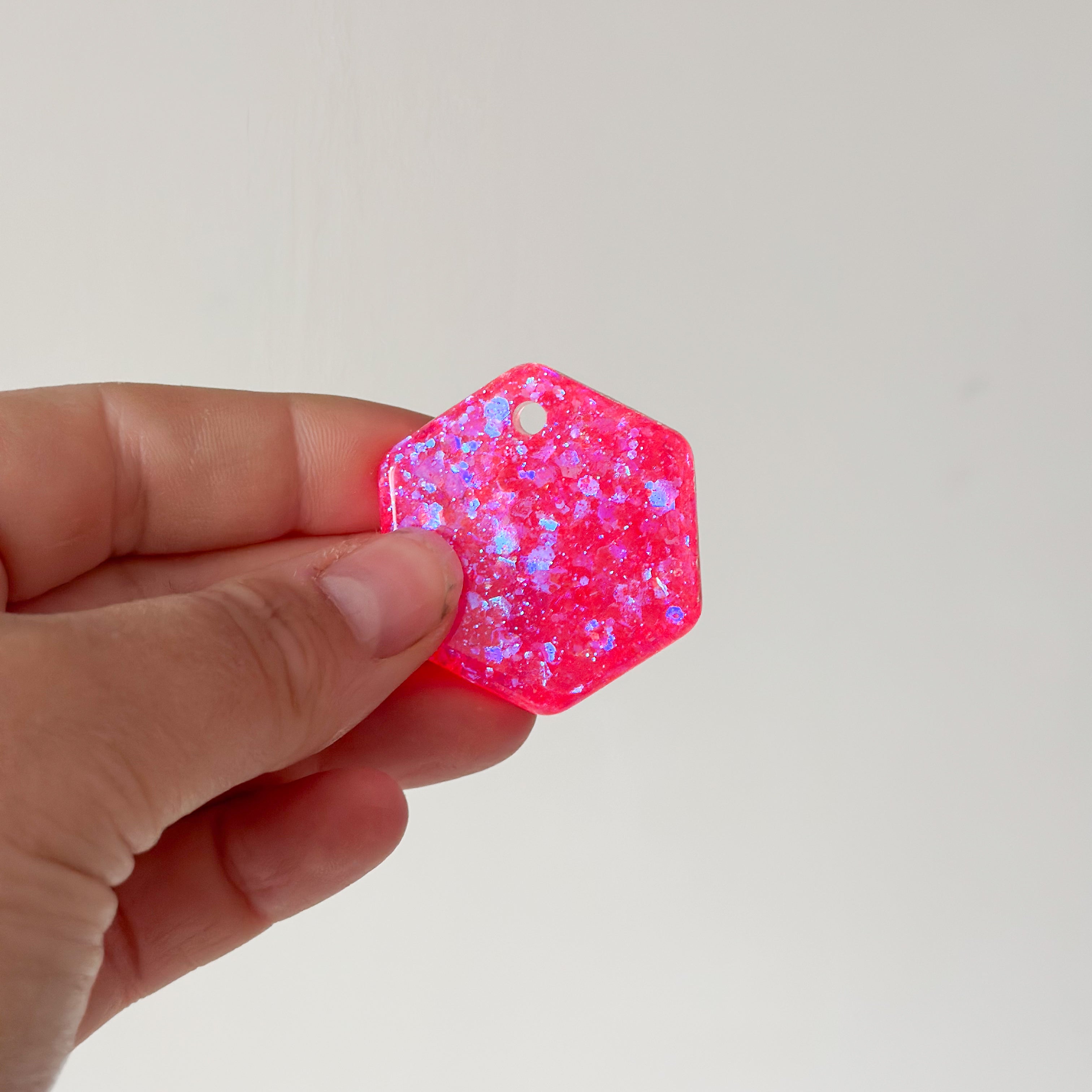 Tag zeshoek Neon roze