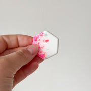 Tag zeshoek wit roze