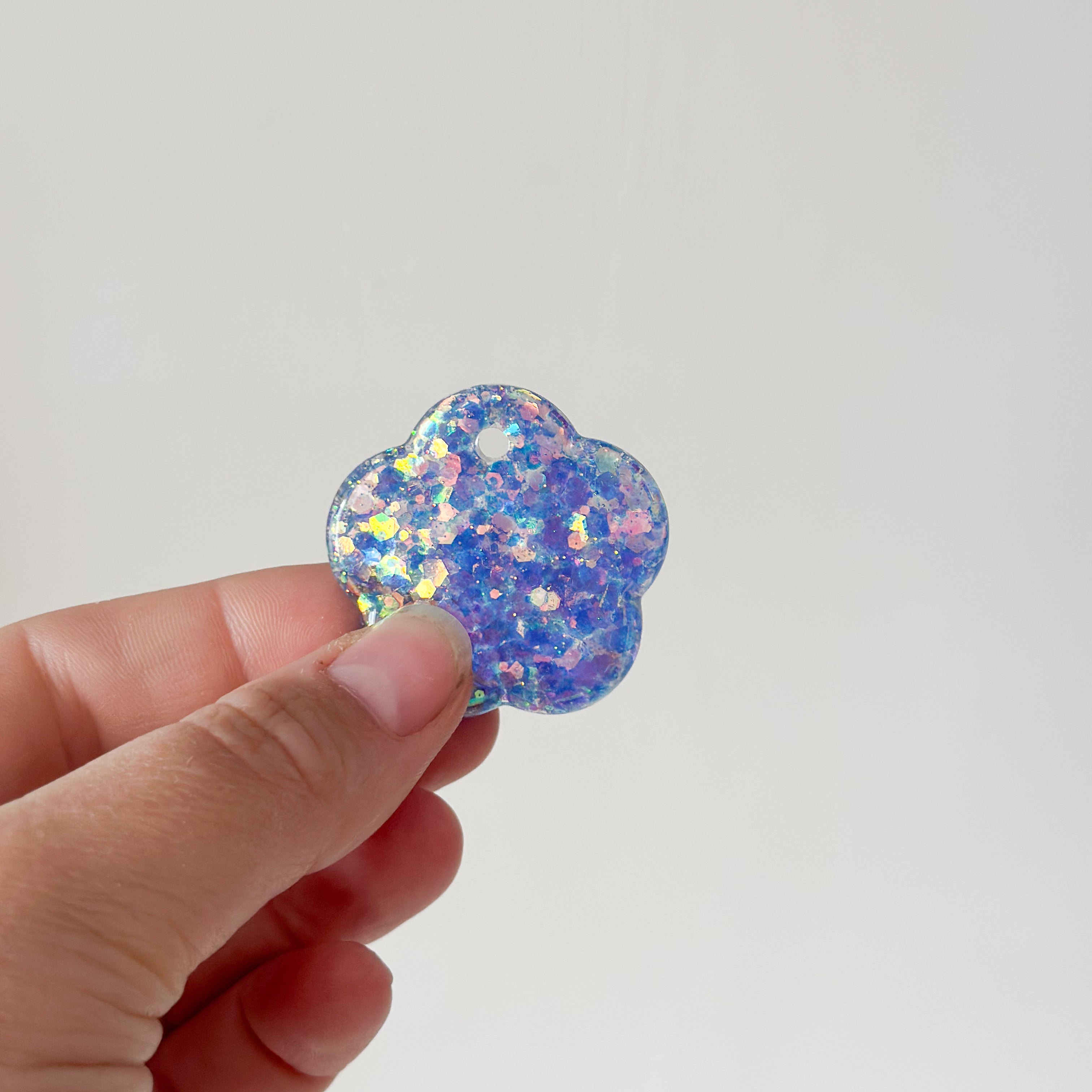 Tag bloem blauw glitter