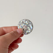 Tag rond zilveren glitter