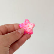Tag ster wit met roze glitter