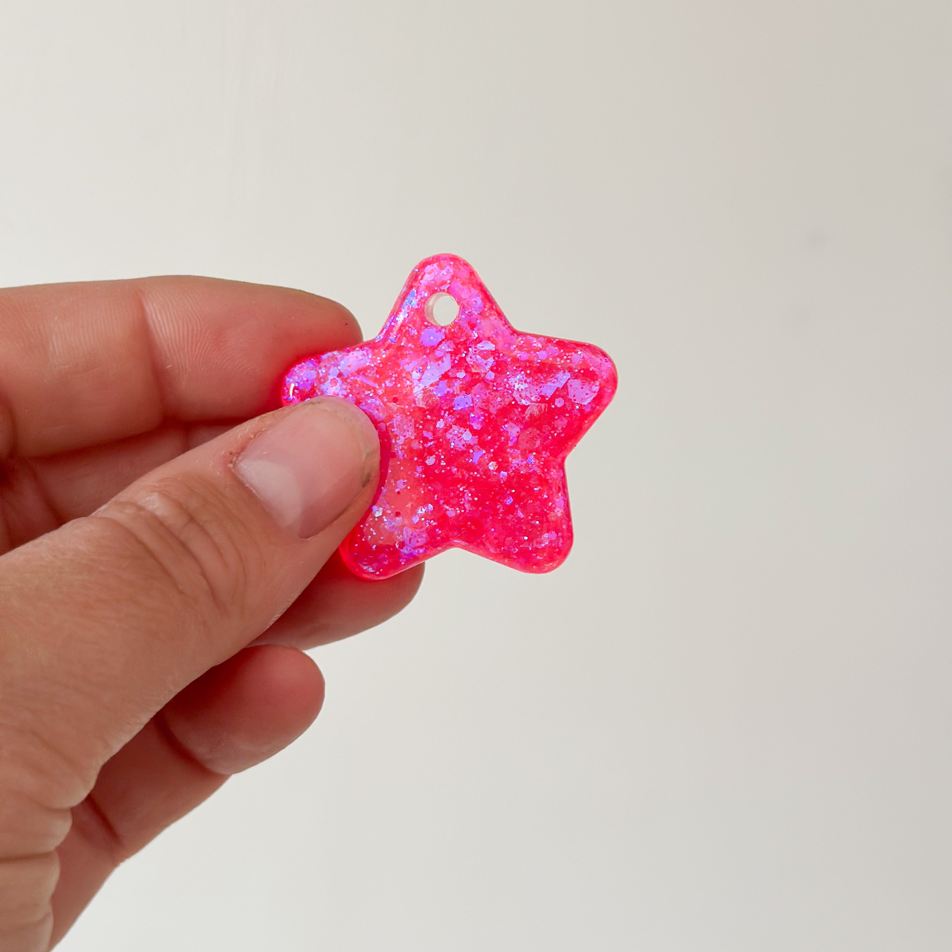 Tag ster roze glitter neon