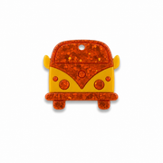 Hondentag VW bus glitter met geel MINI