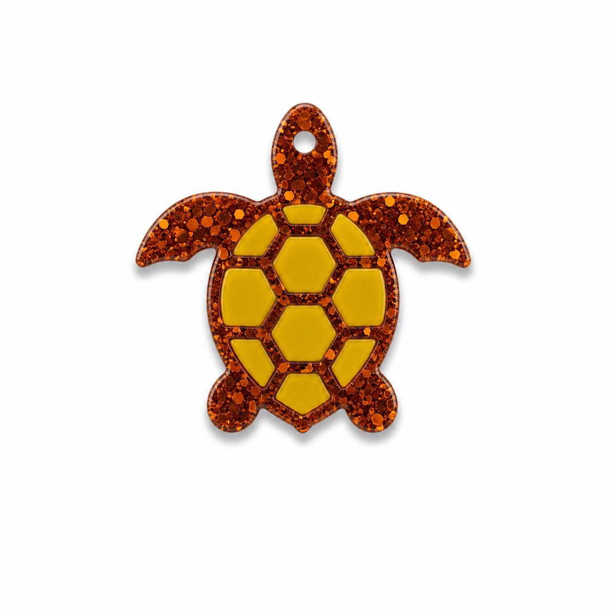 Hondentag glitter met geel schildpad