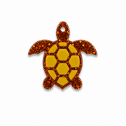 Hondentag glitter met geel schildpad