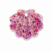 Hondentag roze confetti schelp