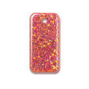Hondentag Rechthoek roze met glitter