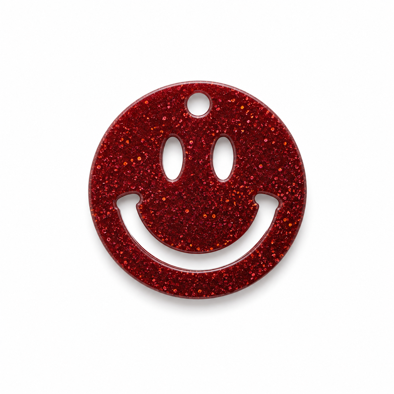 Hondentag rode glitter smiley MINI