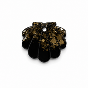 Hondentag zwart/goud schelp MINI