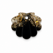 Hondentag zwart goud glitter schelp MINI