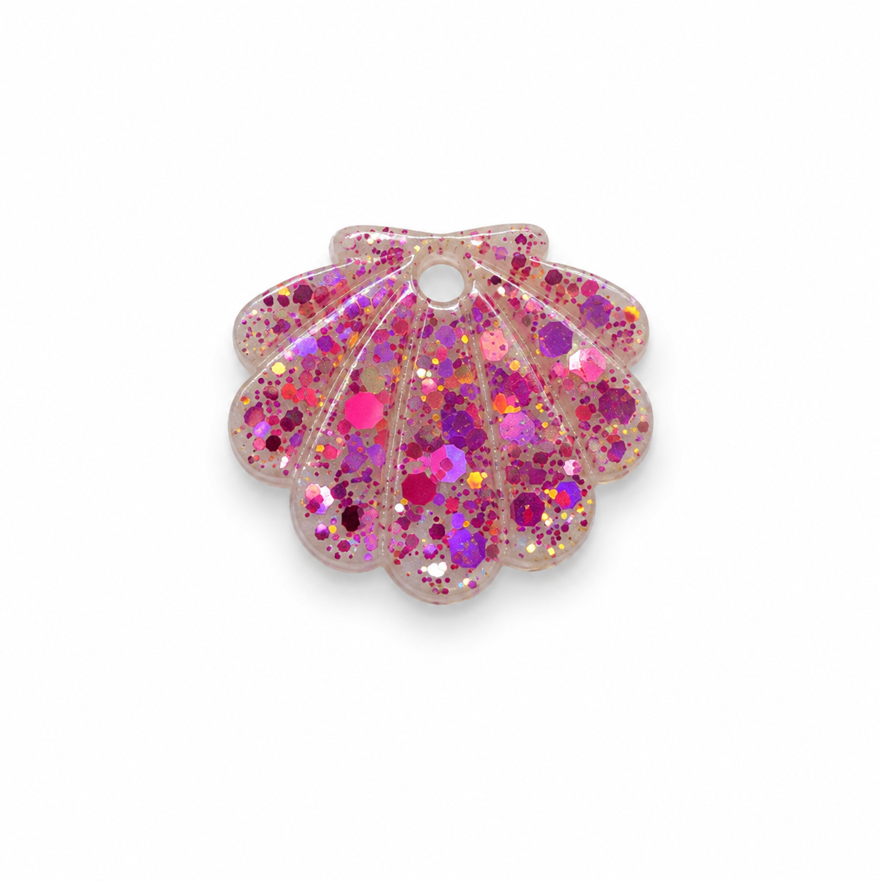 Hondentag roze paarse glitter schelp MINI
