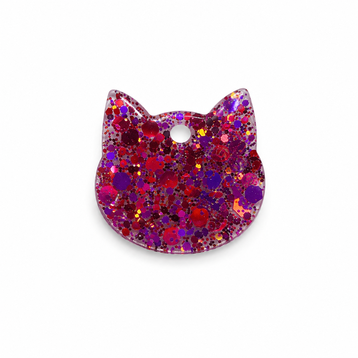 Hondentag roze/paarse glitter kat MINI S