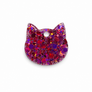 Hondentag roze/paarse glitter kat MINI S