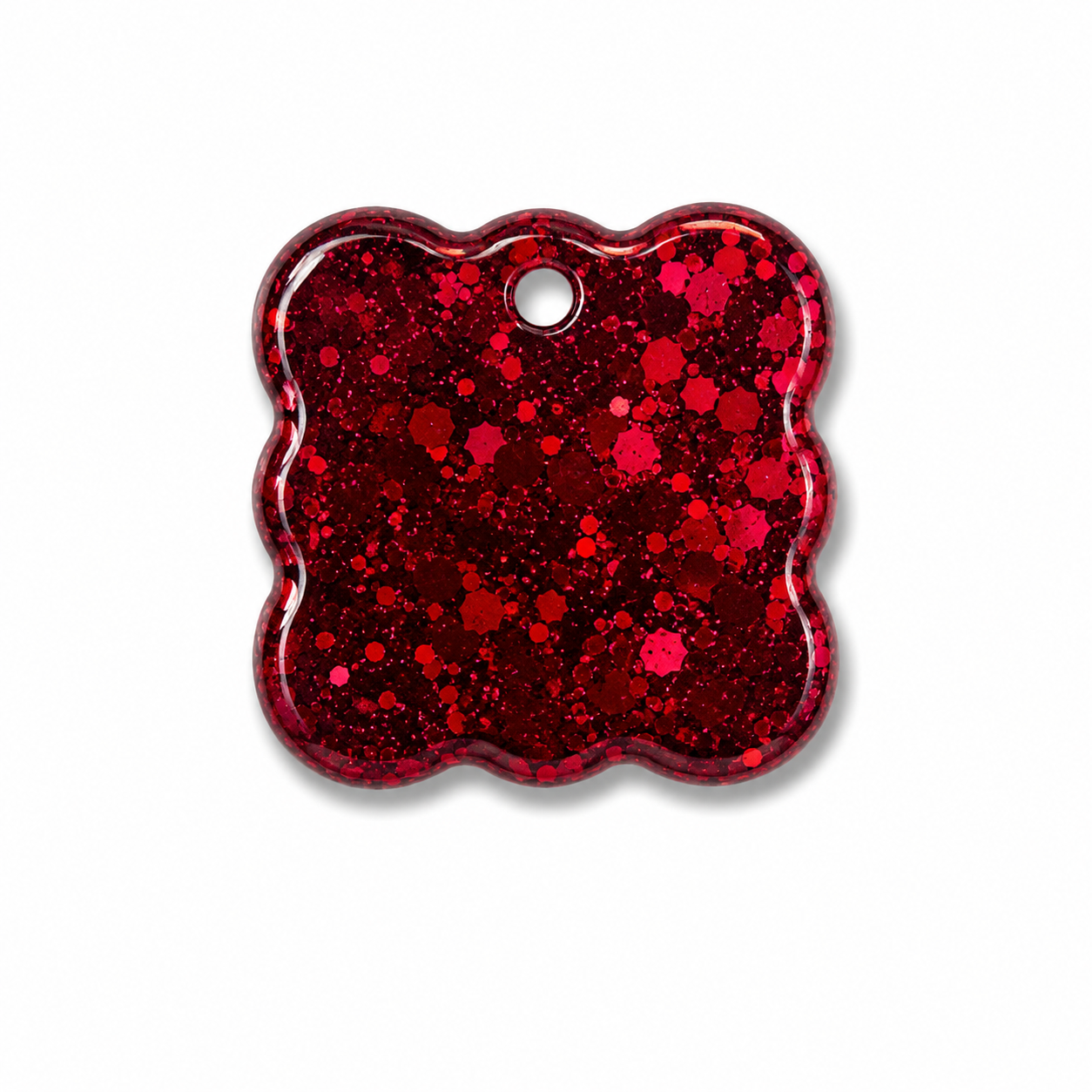 Hondentag rood glitter vierkant