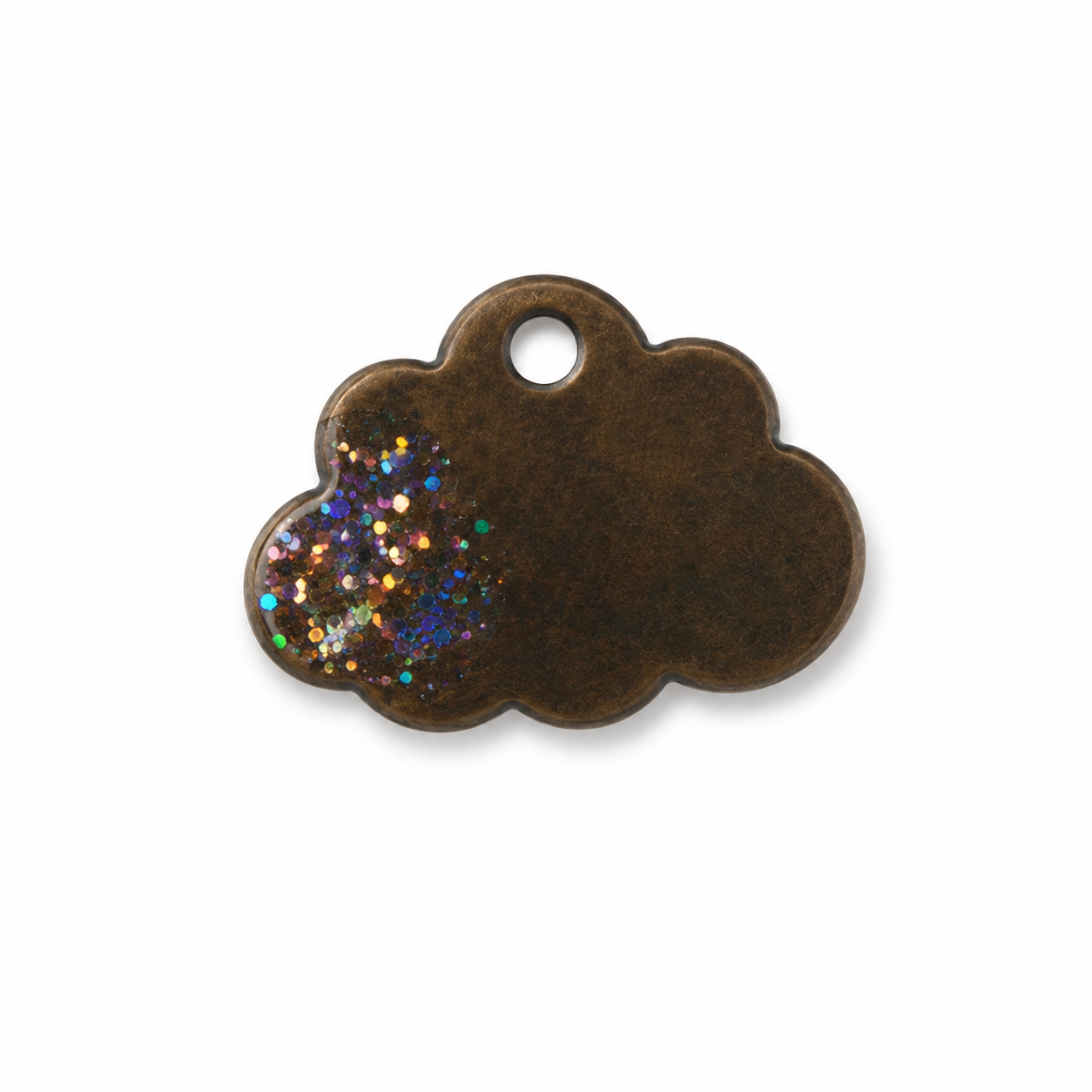 Hondentag bruin glitter wolkje