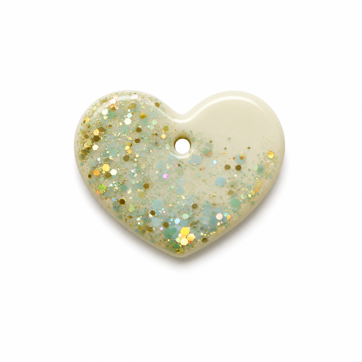 Hondentag wit glitter hart