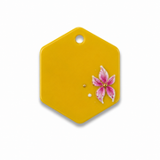 Hondentag oker geel floral hexagon