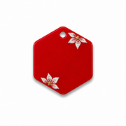 Hondentag rood floral hexagon