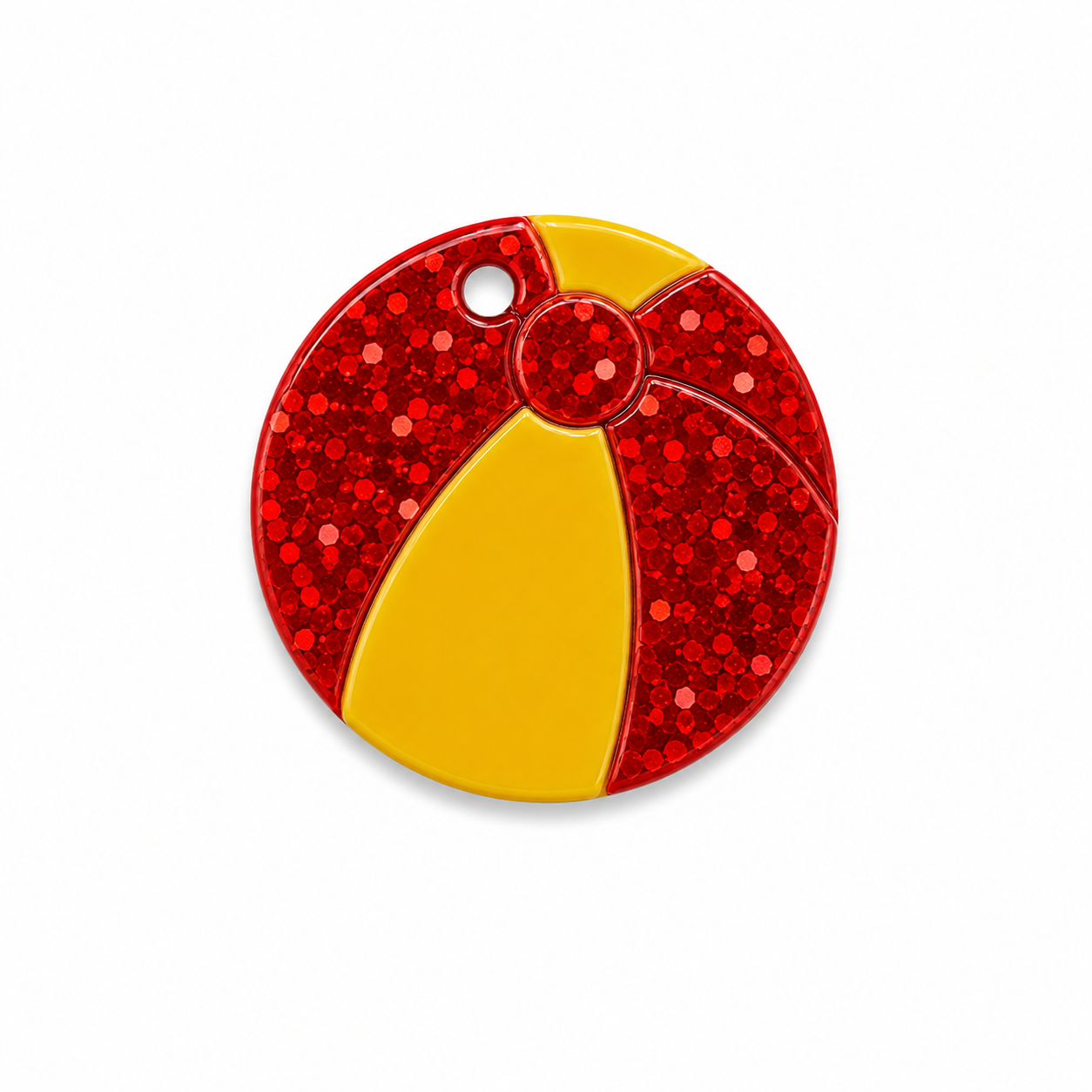 Hondentag rood / gele strandbal MINI