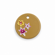 Hondentag flowers rond beige