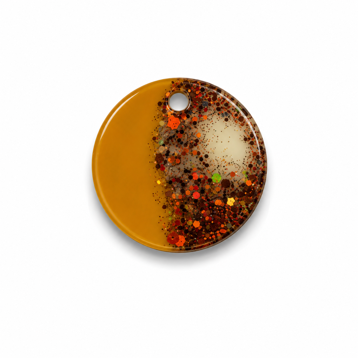 Hondentag wit met bruine glitters rond