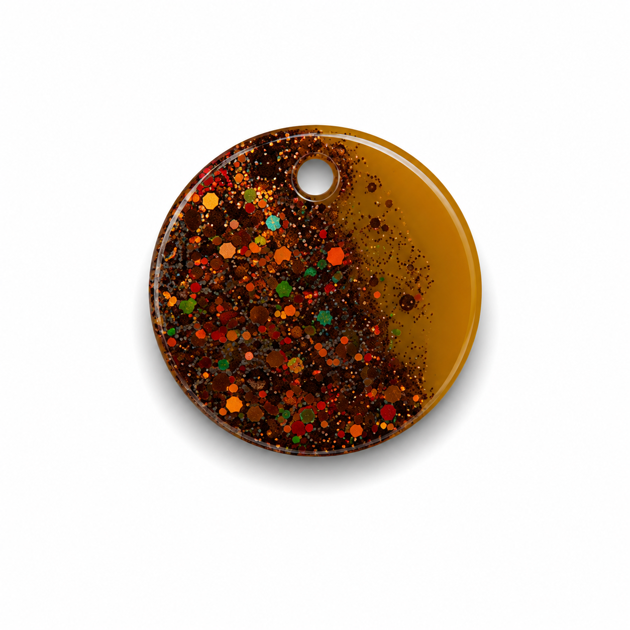 Hondentag wit met bruine glitters rond