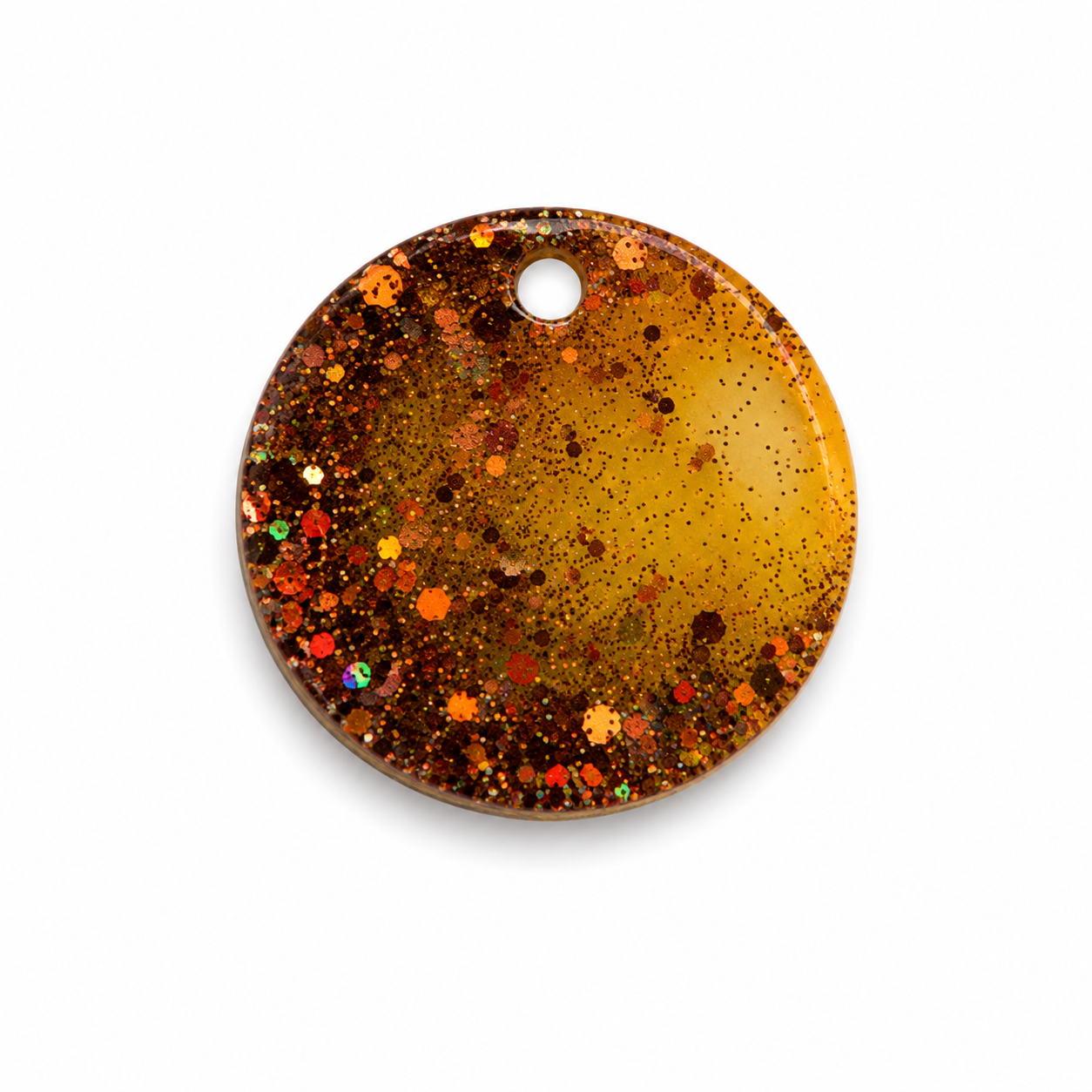 Hondentag wit met bruine glitters rond