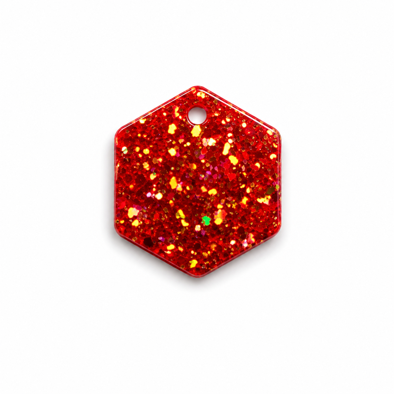 Hondentag neon roze glitter Hexagon