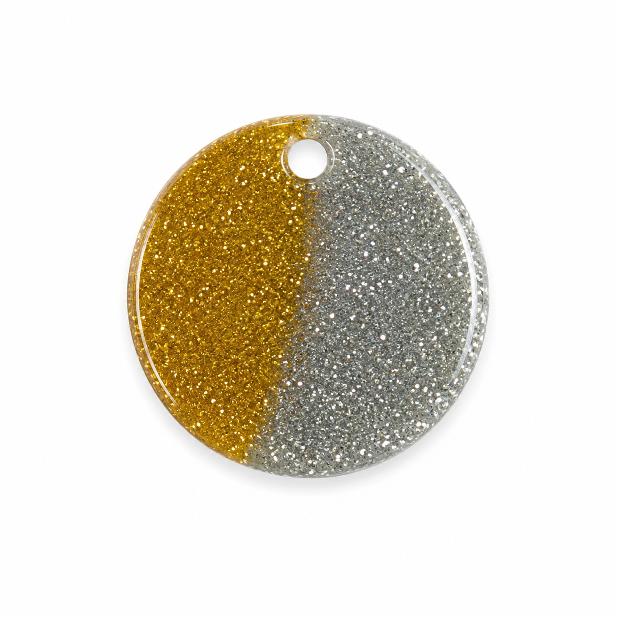 Hondentag glitter goud/zilver rond