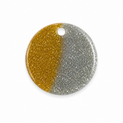 Hondentag glitter goud/zilver rond