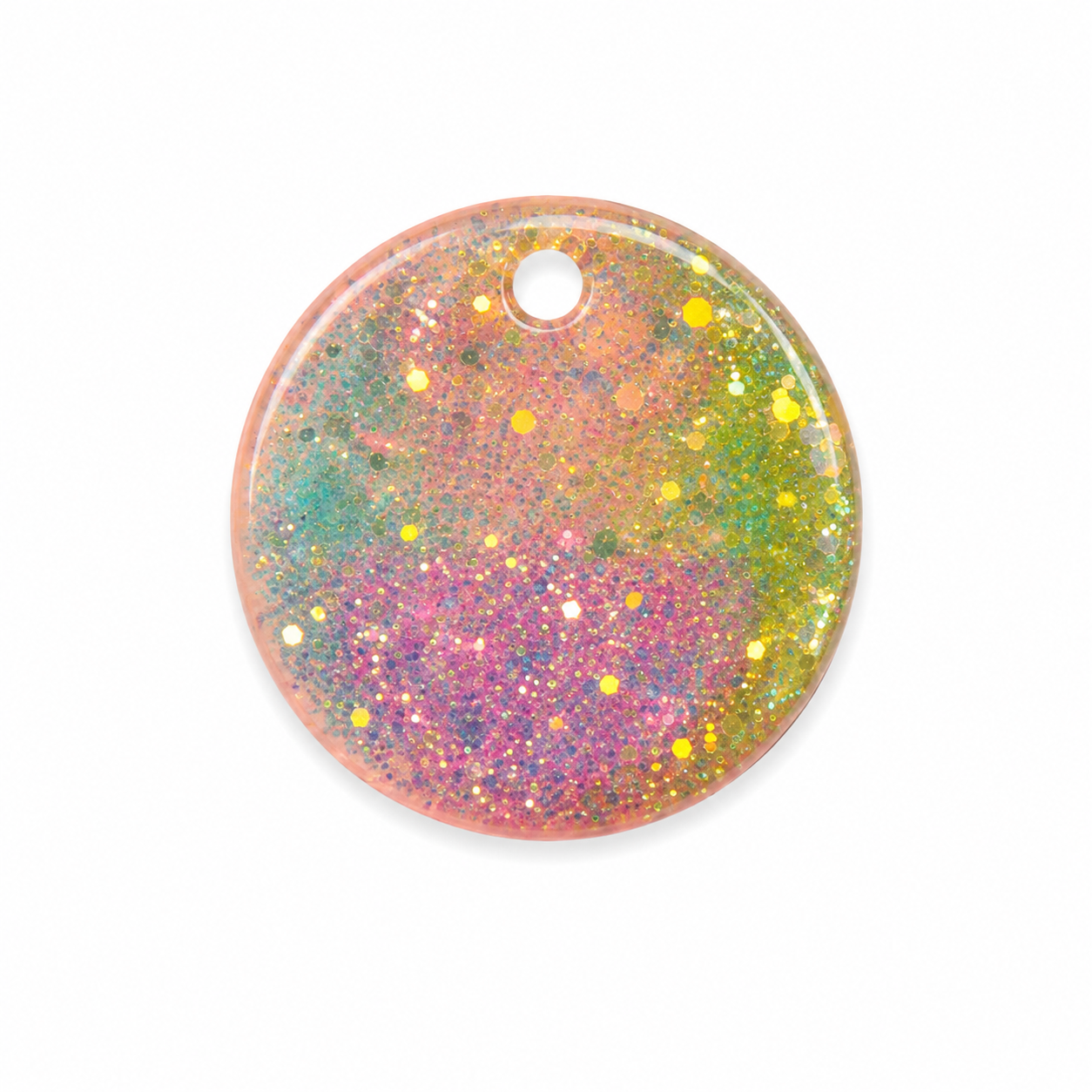 Hondentag glitter rainbow rond