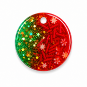 Hondentag kerstmis candy cane groen/rood rond