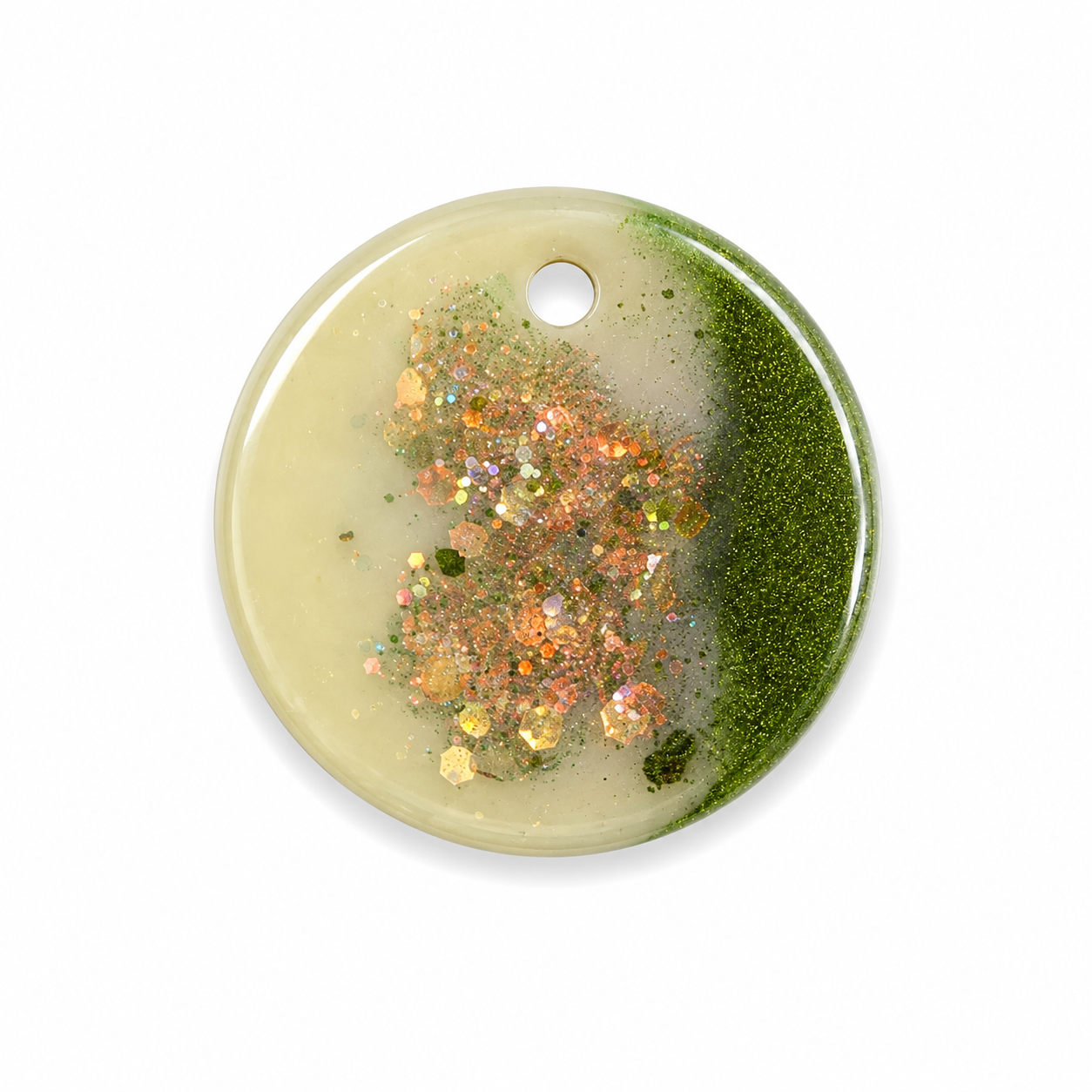 Hondentag olive cloud gold glitter rond