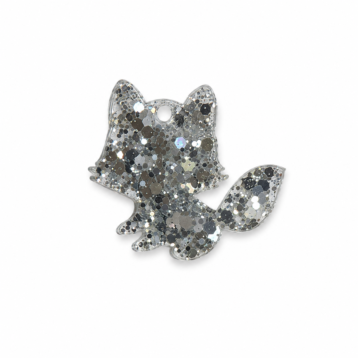 Hondentag glitter zilver vosje