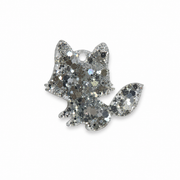 Hondentag glitter zilver vosje