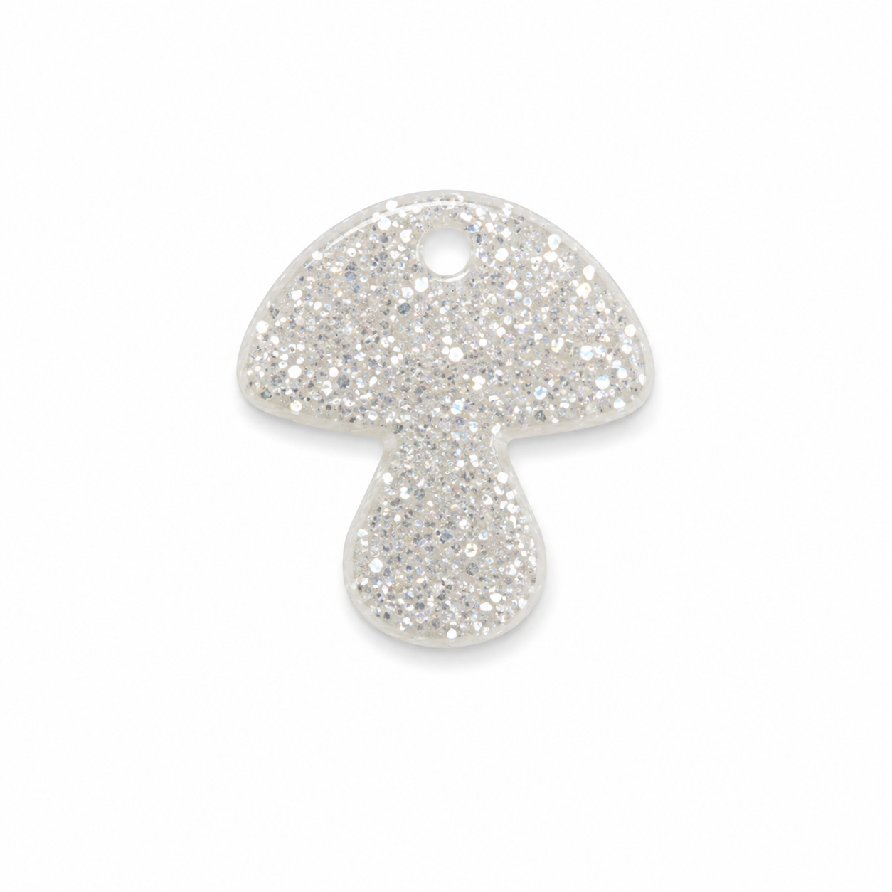 Hondentag glitter zilver paddenstoel (smalle stam)