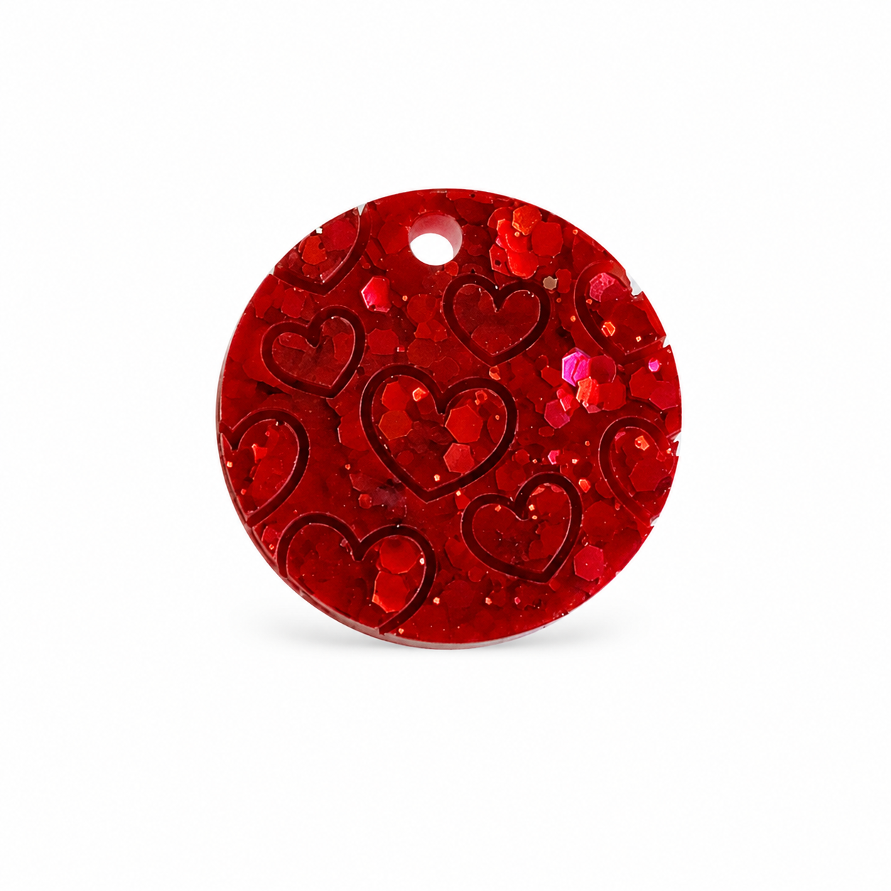 Hondentag rond met hartjes en glitter
