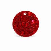 Hondentag rond met hartjes en glitter