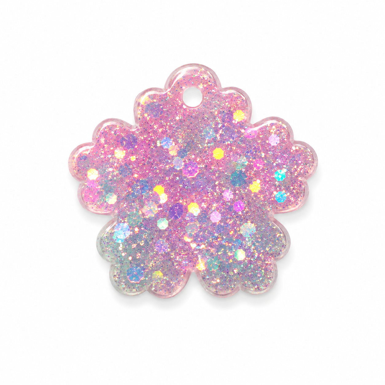 Hondentag pink/blue sparkle sneeuwvlokje bloem