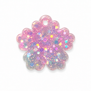 Hondentag pink/blue sparkle sneeuwvlokje bloem