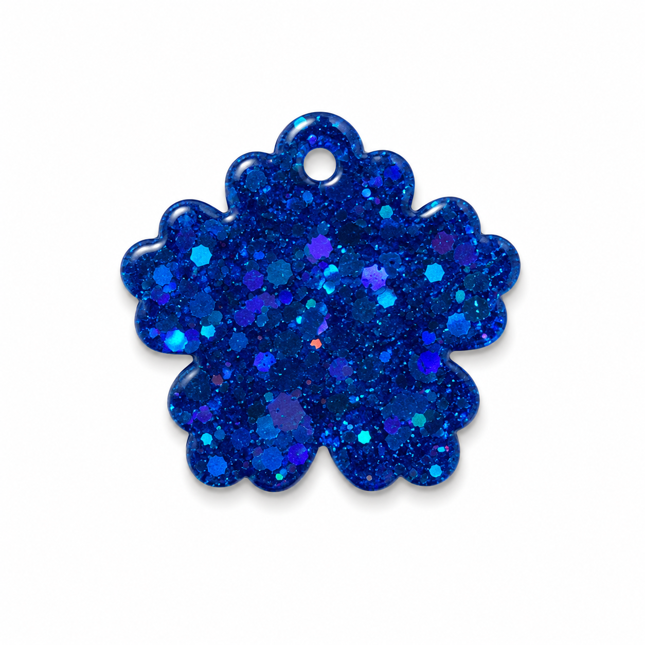 Hondentag blue glitter sneeuwvlokje bloem