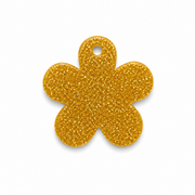 Hondentag gold glitter madelief bloem