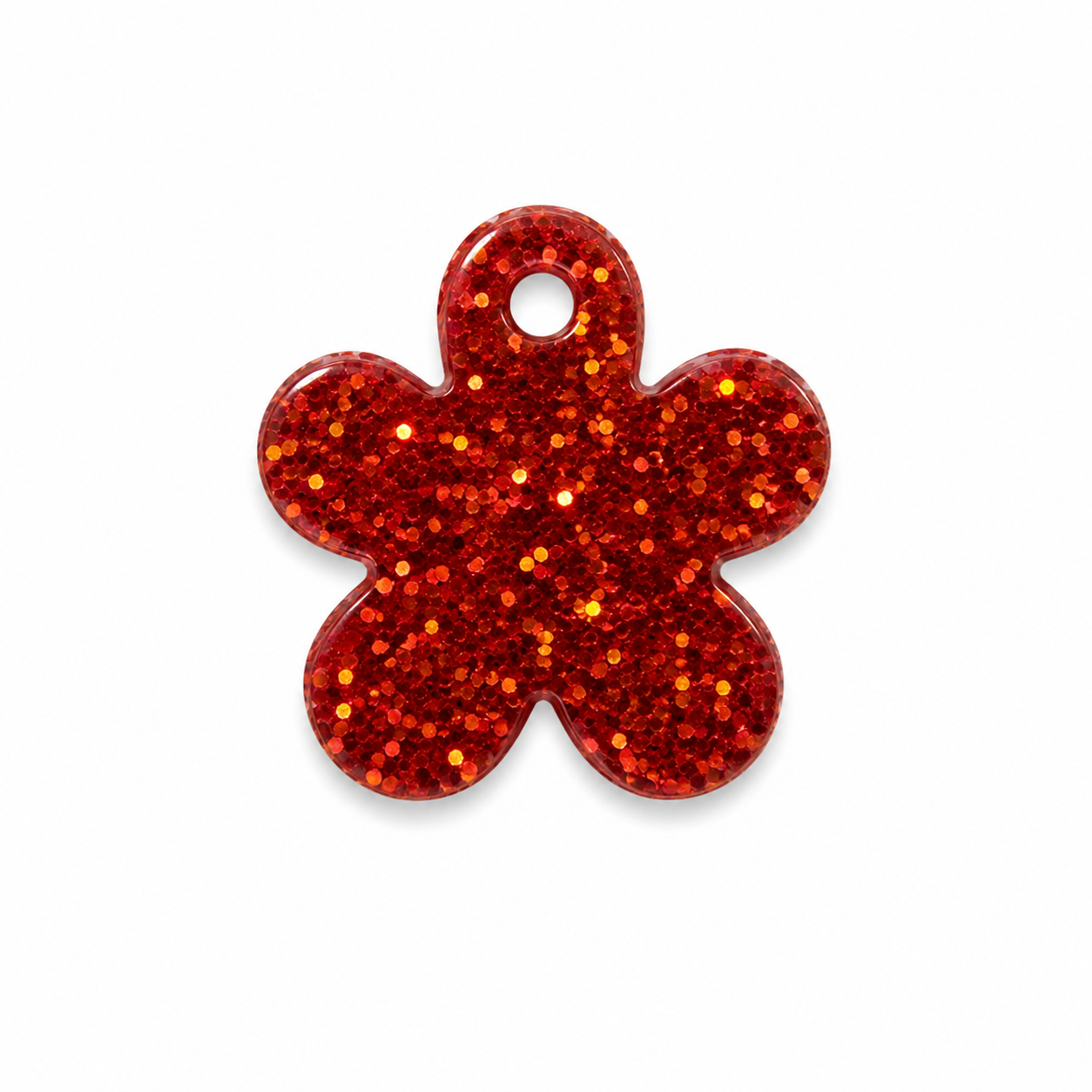 Hondentag oranje/rood glitter madelief bloem