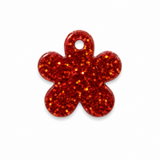 Hondentag oranje/rood glitter madelief bloem