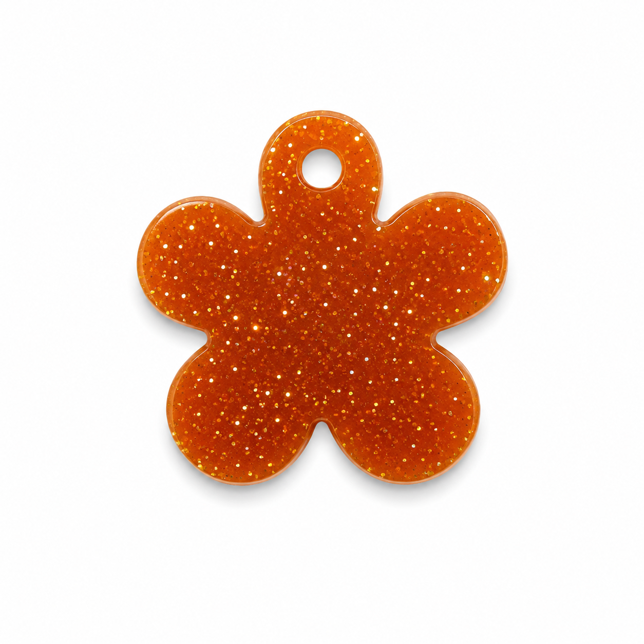 Hondentag orange glitter madelief bloem