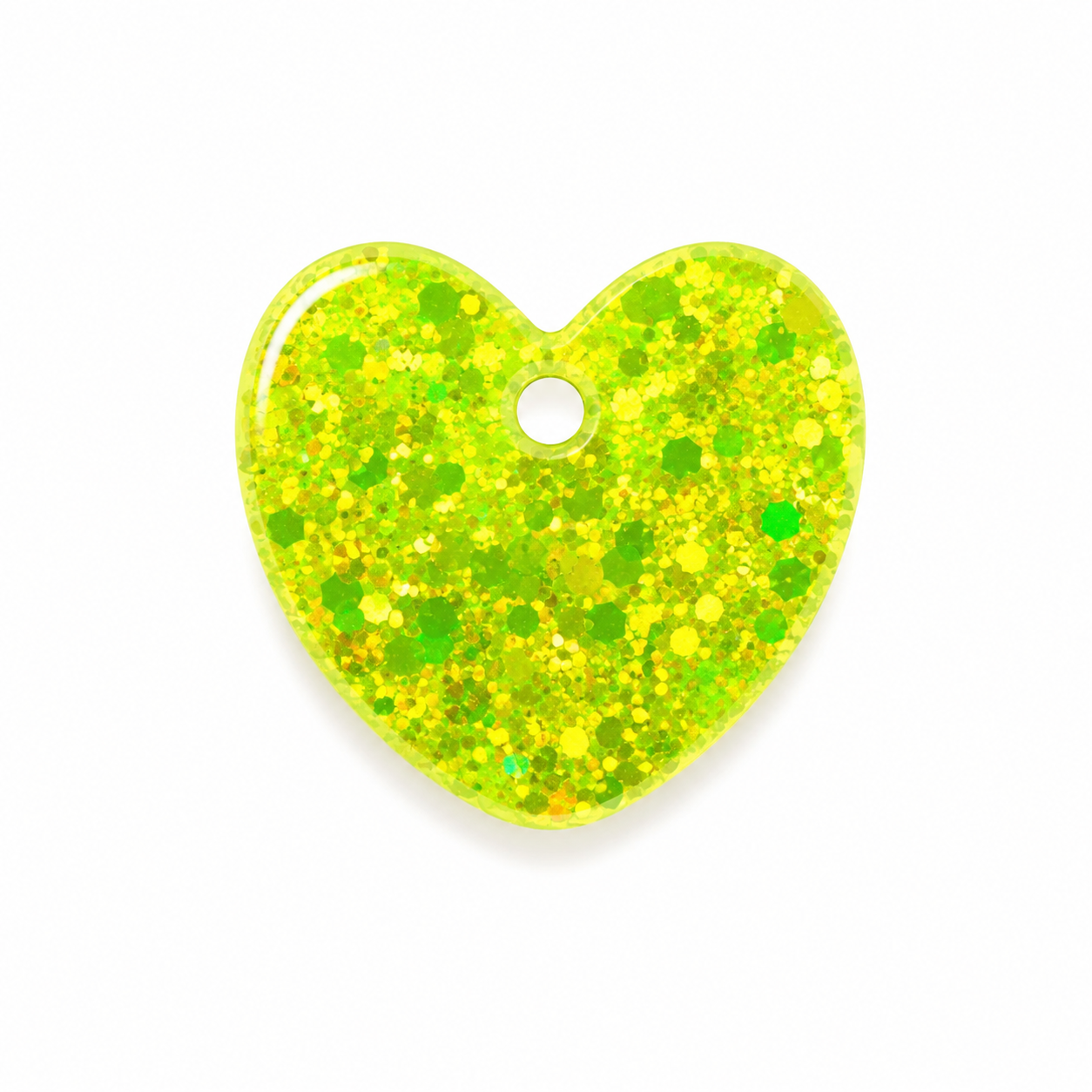 Hondentag glitter geel/groen hartje mini
