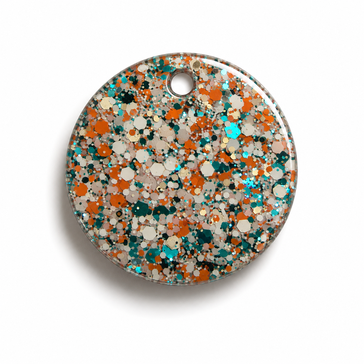 Hondentag glitter oranje blauw wit cirkel