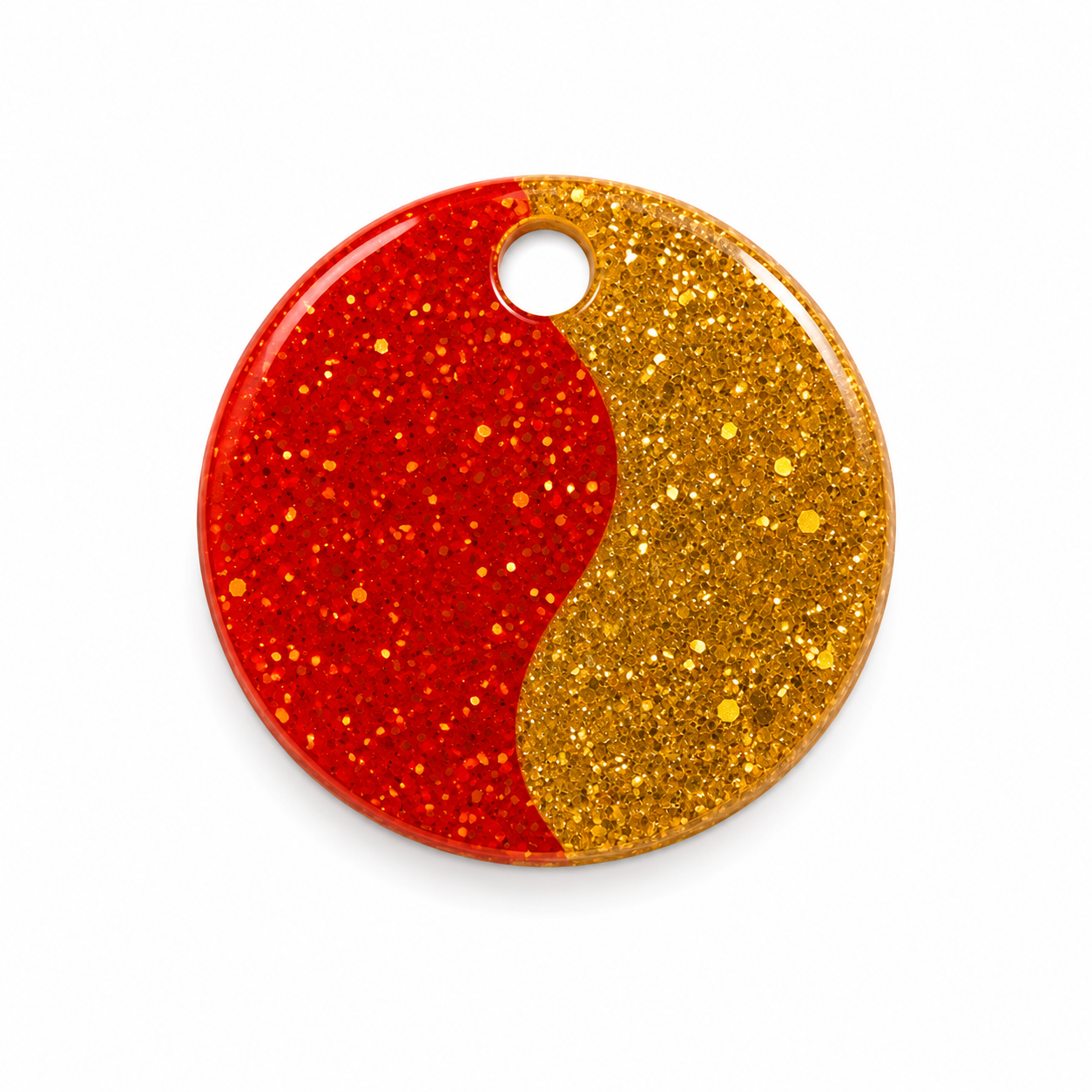 Hondentag glitter ying yang rood goud cirkel