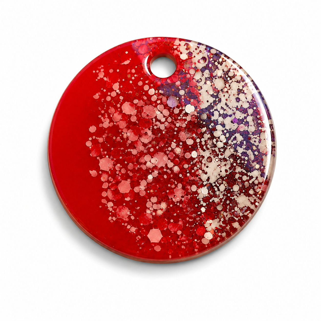 Hondentag glitter rood paars wit cirkel